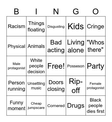 Short Horror movies Bingo Card