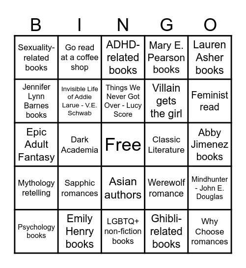 Linda's 2026 Book Bingo Card