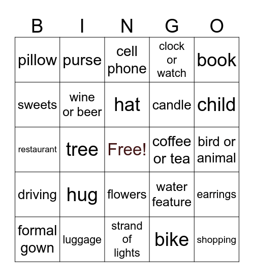 Hallmark Movie Bingo Card
