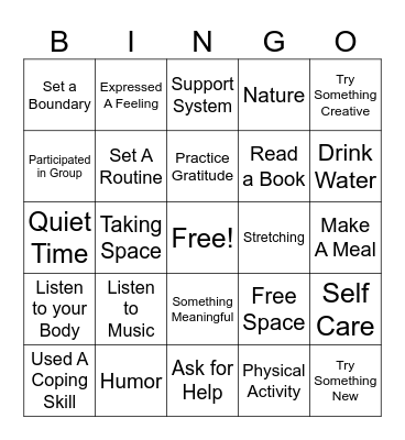 Wellness Bingo Card