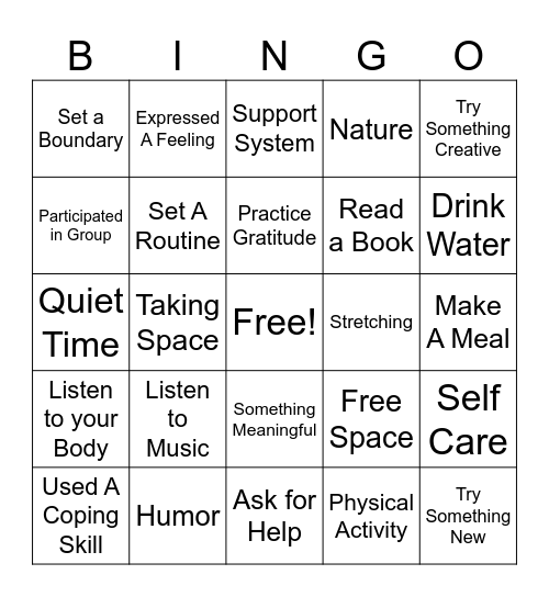 Wellness Bingo Card