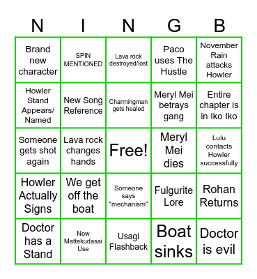 N I N G B O #32 Bingo Card