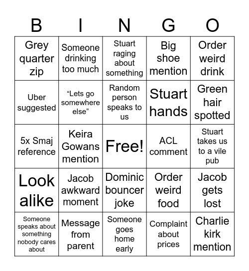 Junkie bingo Card