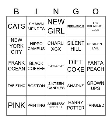 Athena's 25th Birthday Bingo Card
