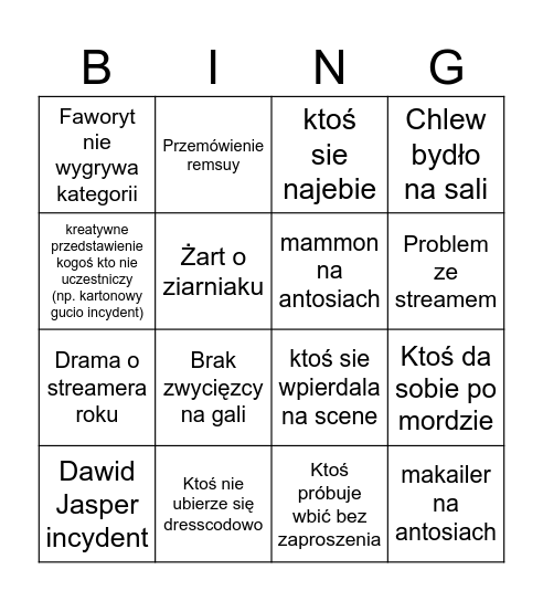 Złote Antosie Bingo! Bingo Card