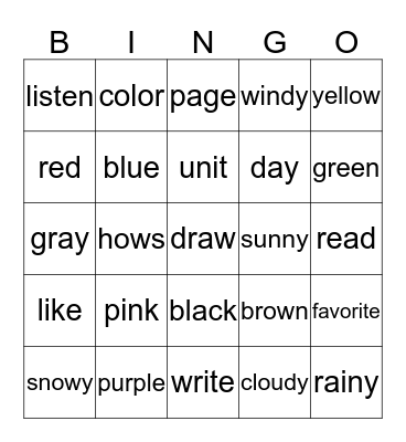 MFS1 U3 Bingo Card