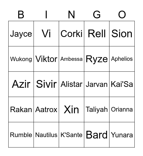 LEC Winter Day 2 Bingo Card