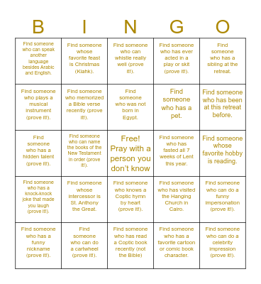 HEAVENLY CONNECTIONS Bingo Card