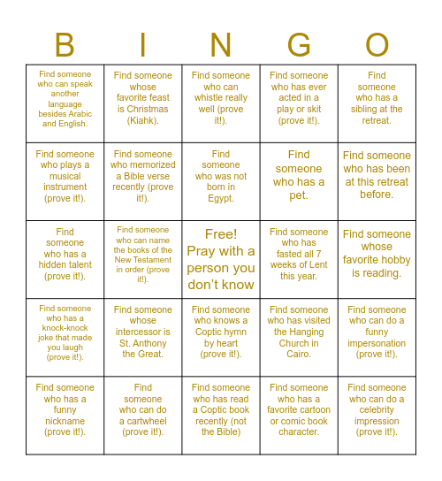 HEAVENLY CONNECTIONS Bingo Card