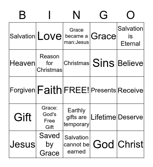 THE GREATEST GIFT (GCFM-Bible Dive-12/29/16) Bingo Card
