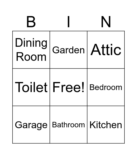 Rooms in the House Bingo Card