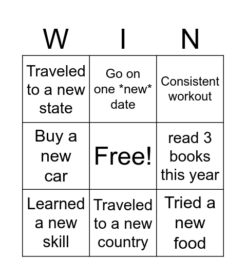 2026 Bingo Card