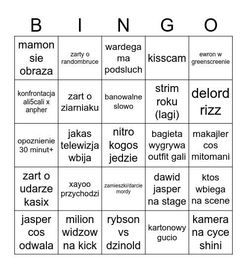 złote antosie 2025 Bingo Card
