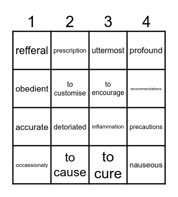 BBL Zorg - English Bingo Card