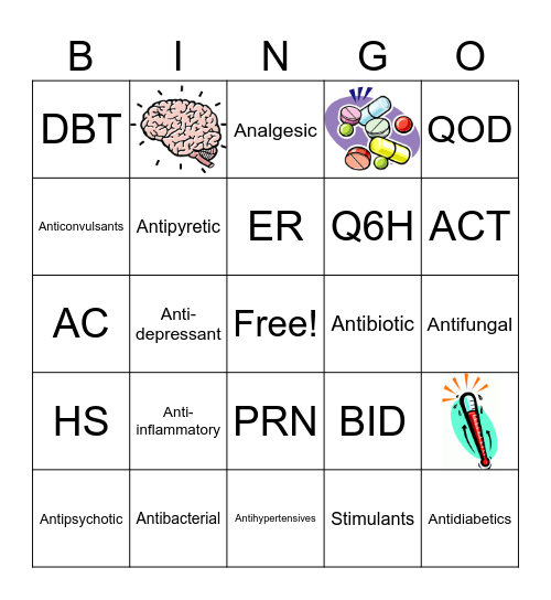 Medication Classifications Bingo Card