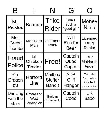 Who's Who in the Hood Bingo Card
