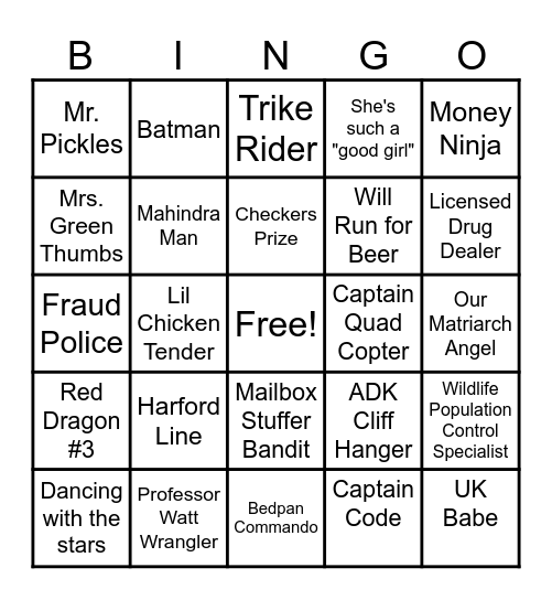 Who's Who in the Hood Bingo Card