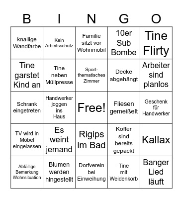 Einsatz in 4 Wänden Bingo Card