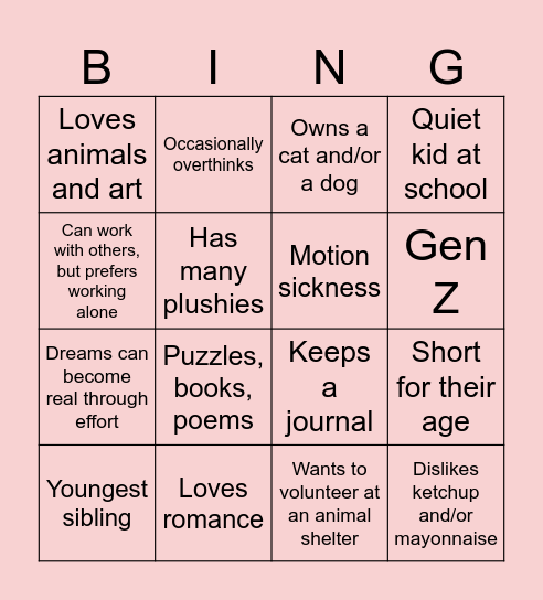 How similar are you to Me? Bingo Card