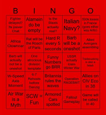 STAXIS VS RANDOM CHUDS Bingo Card