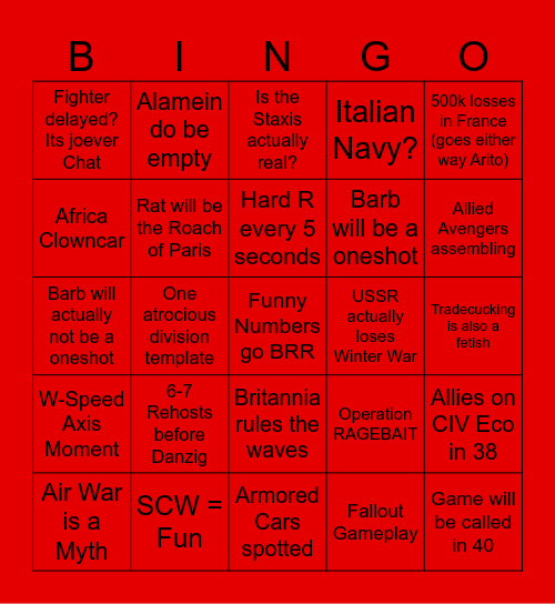 STAXIS VS RANDOM CHUDS Bingo Card