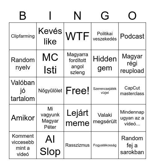 Reels Bingo Card