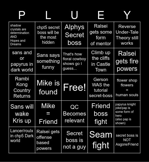 Deltarune Chapter 5 Bingo Board Bingo Card