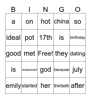 Untitled Bingo Card