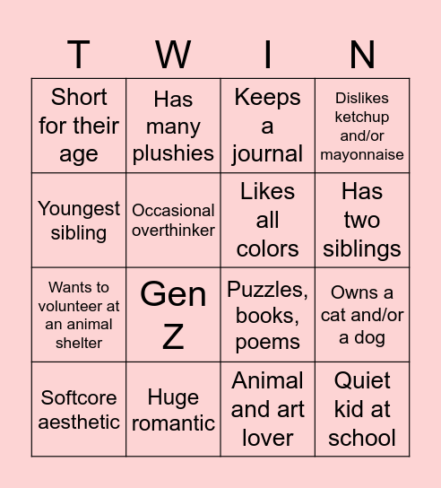 How similar are you to Me? Bingo Card