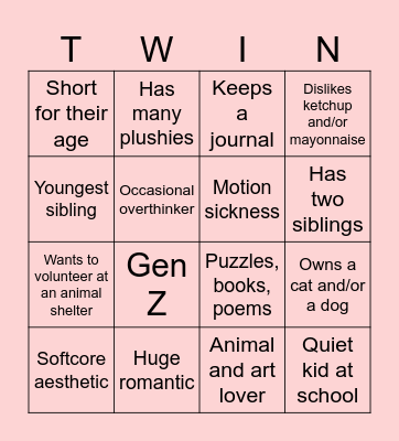 How similar are you to Me? Bingo Card