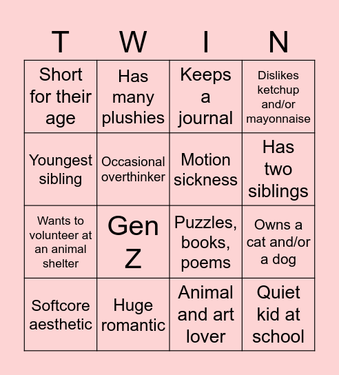 How similar are you to Me? Bingo Card