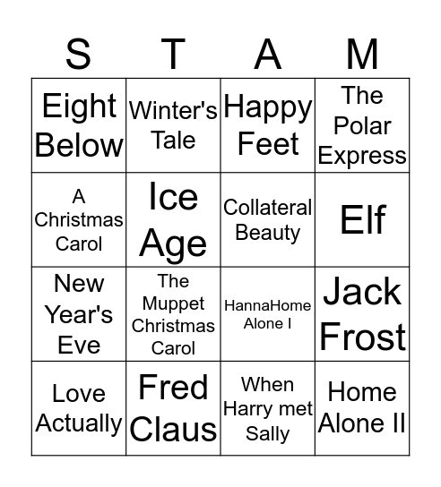 Kerst en Nieuw Bingo Card