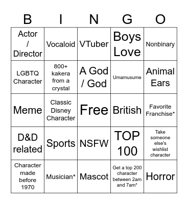 Mudae Bingo Card