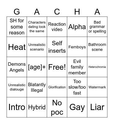 Gacha Bingo Card