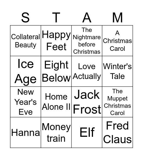 Kerst en Nieuw Bingo Card