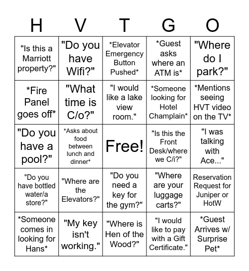 Daily HVTGO Bingo Card