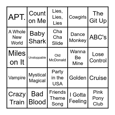 Music Bingo - Game 4 Bingo Card