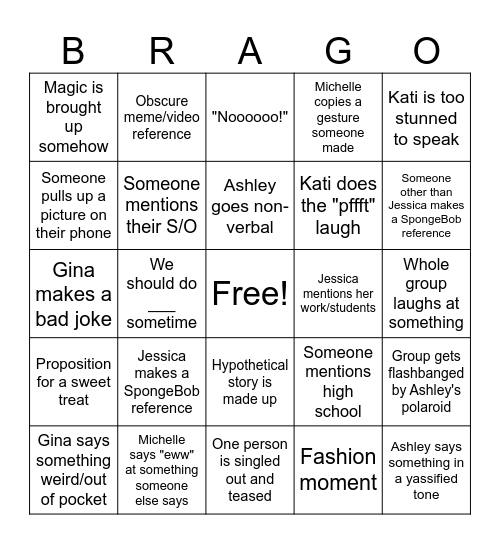 BRA-GO Bingo Card