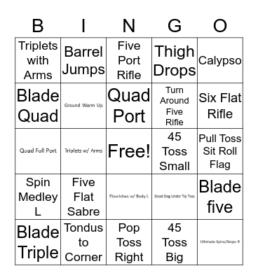 Color Guard Bingo Card
