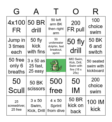 SPSG Gators Bingo Card