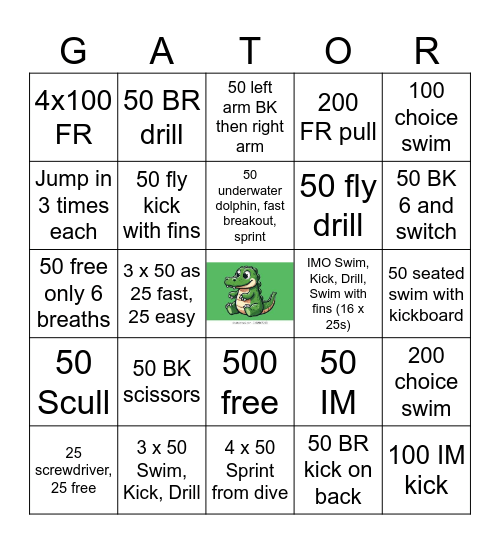 SPSG Gators Bingo Card