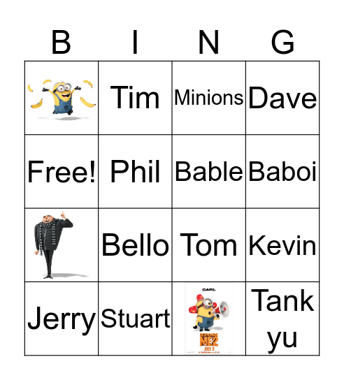 Minions Bingo Card