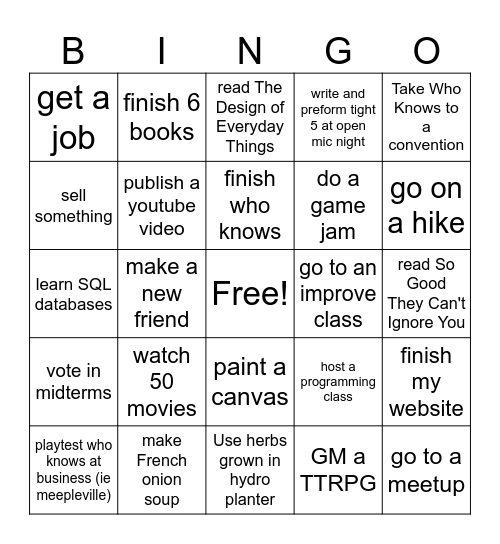 2026 Bingo Card
