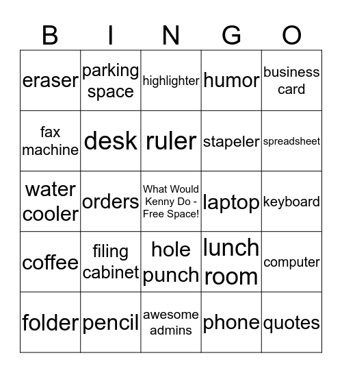 OFFICE ITEMS Bingo Card