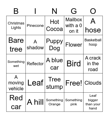 Sunday Walk Bingo Card