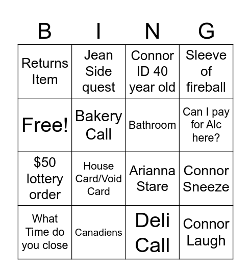 Murphys Bingo Card