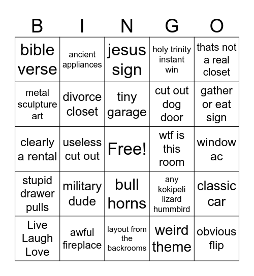 Zillow Bingo Card