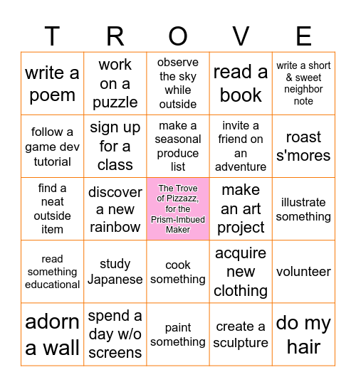 The Trove of Pizzazz Bingo Card