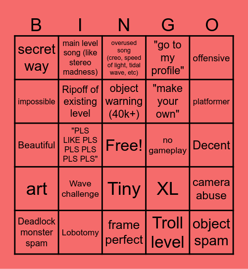 Recent tab Bingo Card