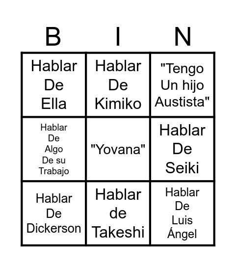 Bingo Mamá en el hospital Bingo Card